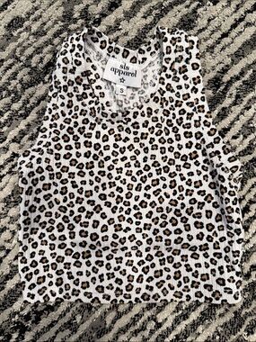 SLS Apparel Girls' White Leopard Print Ribbed Tank